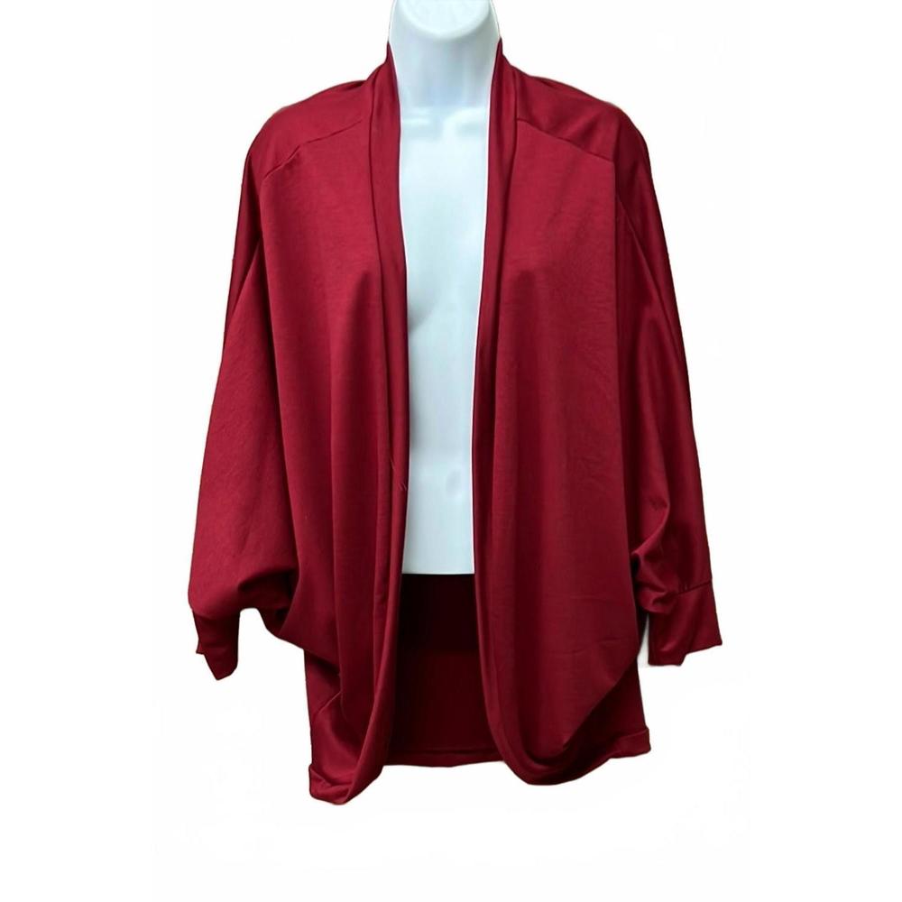NEW RED LOLLY women's open cardigan in dark red